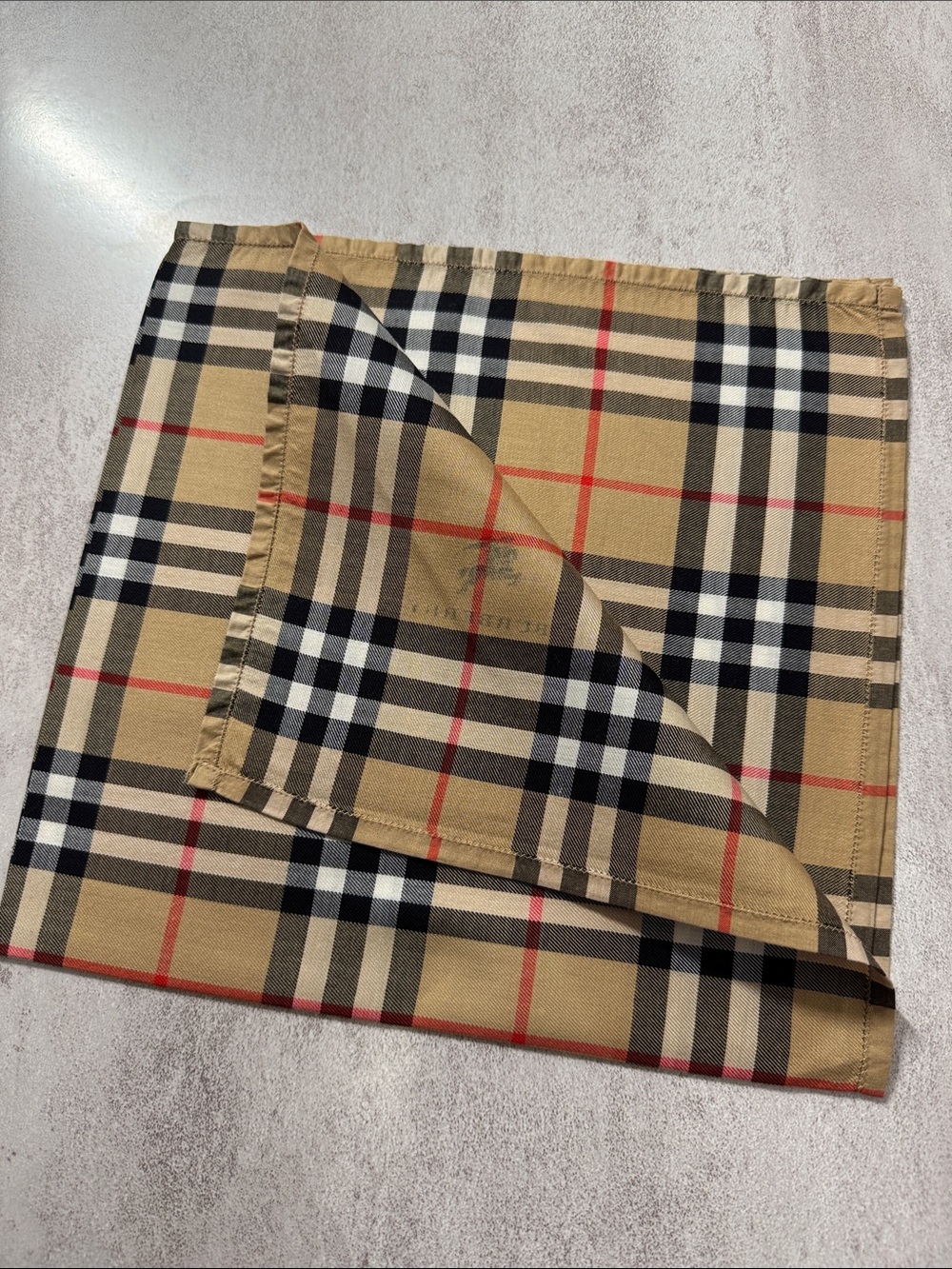 Burberry Beige Black White Red Check Pocket Square - Picture 4 of 4